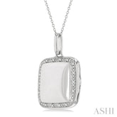 1/10 ctw Square Shape Round Cut Diamond Keepsake Locket Pendant With Chain in Sterling Silver